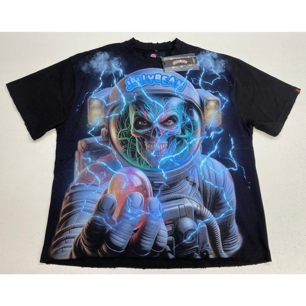 NEW Jellybean Worldwide Beyond alien astronaut all-over print graphic t-shirt XL